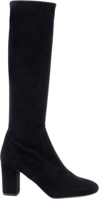 Parallele Stretch suède zwarte laars met elegante hak Black Dames