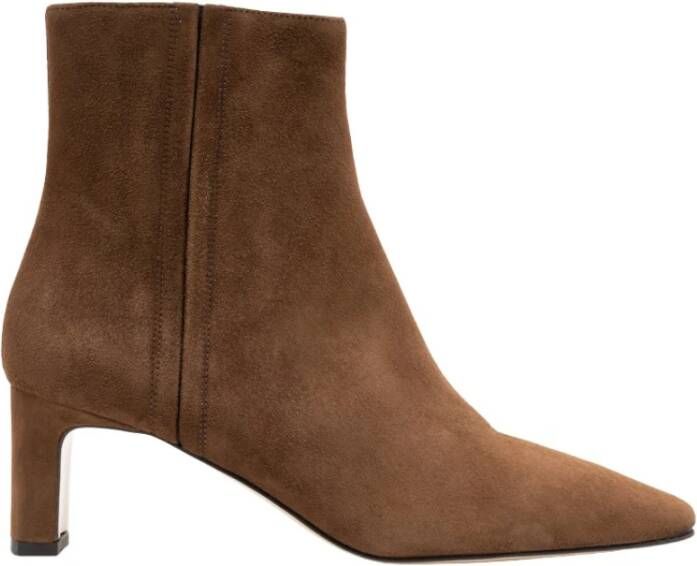 Parallele Suède enkellaars met vierkante neus Brown Dames