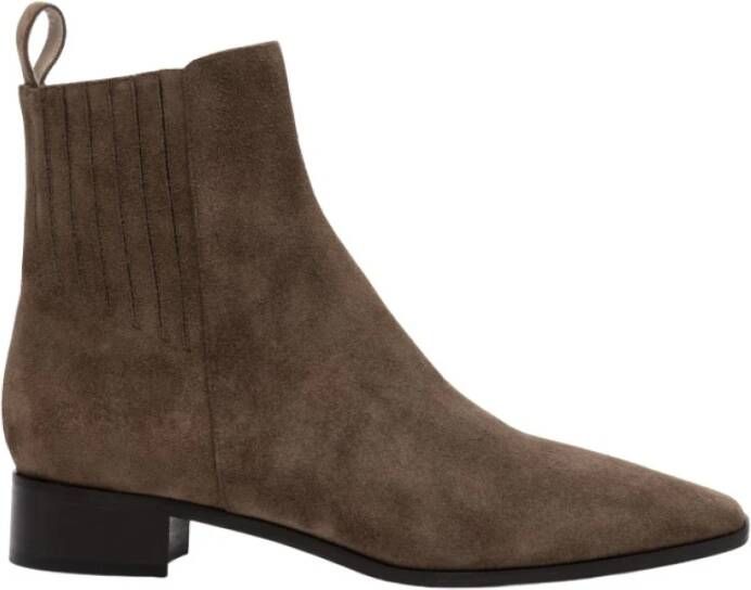 Parallele Taupe Suède Chelsea Laars met Leren Details Brown Dames