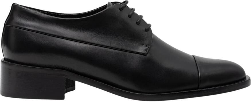 Parallele Zwarte Kalfsleren Derby Wilson Schoen Black Dames