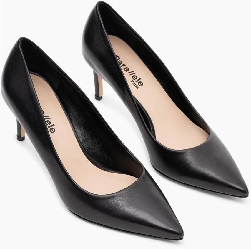 Parallele Zwarte leren puntige stilettohakken Black Dames - Foto 2