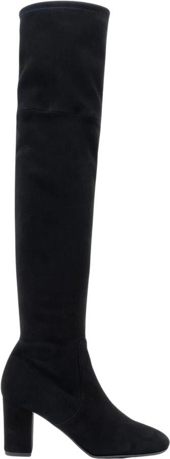 Parallele Zwarte Suède Stretch Kniehoge Laarzen Black Dames