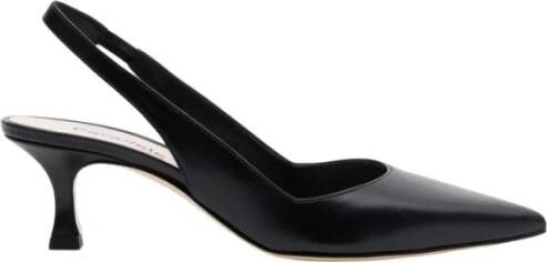 Parallele Zwarte leren slingback hakken Black Dames