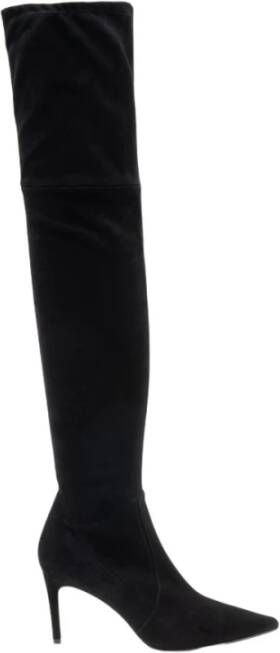 Parallele Zwarte Stretch Suède Kniehoge Laarzen Black Dames