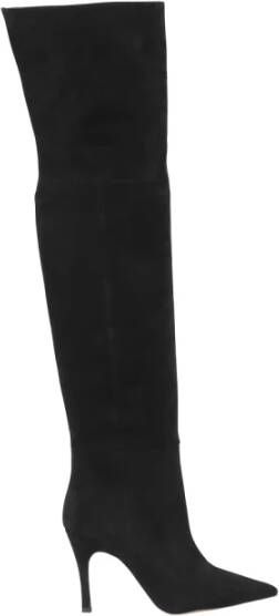 Paris Punk Zwarte Suède Over-Knee Laarzen Black Dames