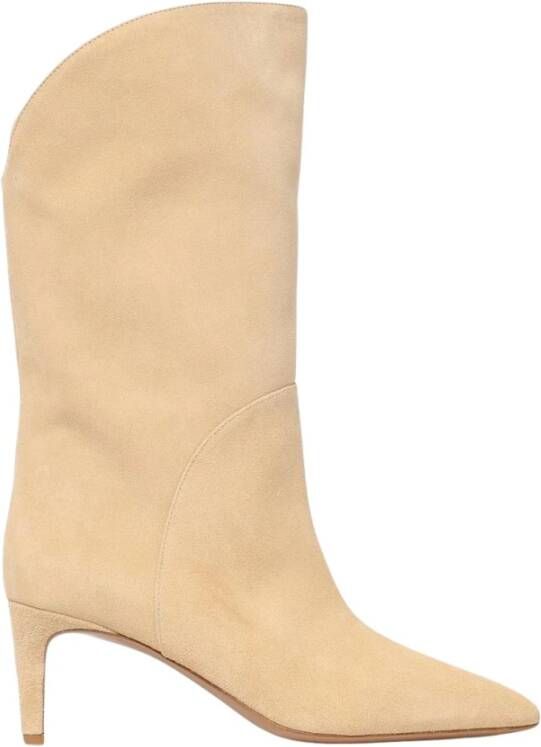 Paris Texas Beige Suède Mid-kuit Platte Laarzen