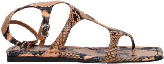 Paris Texas Bruine leren teenslipper met gesp