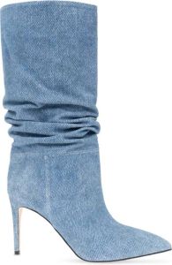 Paris Texas Blauwe Leren Laarzen met 85mm Hak Blauw Dames