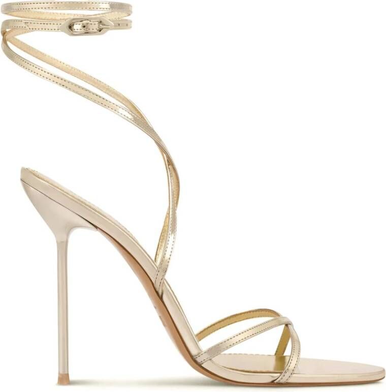 Paris Texas Gouden spiegelvetersandalen met pinhak Yellow Dames