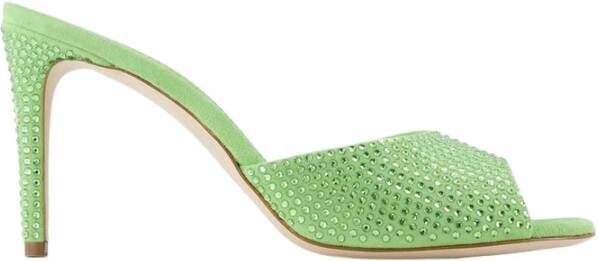 Paris Texas Groene Crystal Suede Stiletto Mules Green Dames