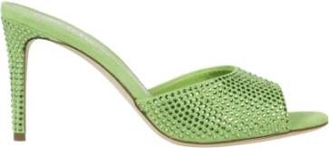 Paris Texas Groene Crystal Suede Stiletto Mules Green Dames