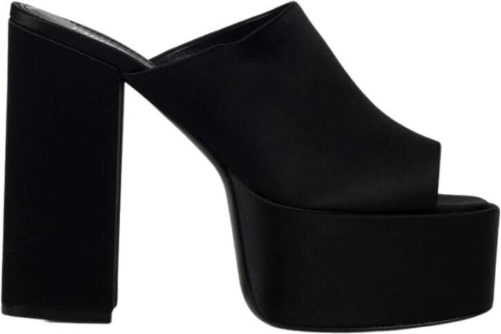 Paris Texas Slippers & Mules Black Mules With Oversized Platform In Silk in zwart