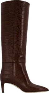 Paris Texas Leren laarzen met krokodillenprint 6 cm hak Bruin Dames