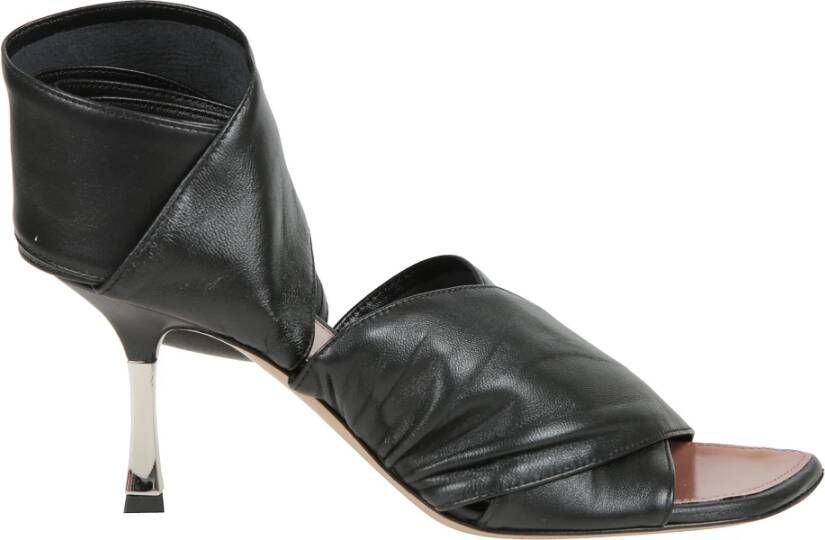 Paris Texas Leren sandalen met veters en zilveren hakken