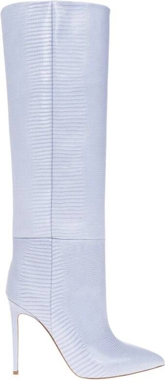 Paris Texas Leren Slip-On Haklaarzen met Hagedis Effect Blauw Dames