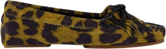 Paris Texas Luipaard Suède Loafers met Franjes