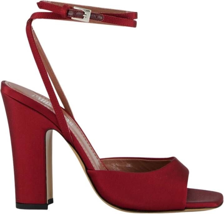 Paris Texas Luxe Rouge Noir Satijnen Sandalen