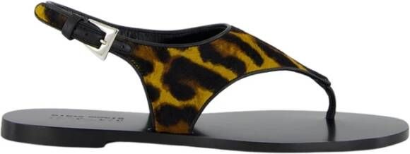 Paris Texas Mosterd Luipaardprint Platte Sandalen