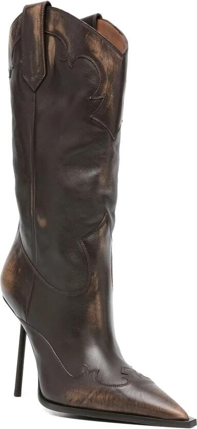 Paris Texas Bruine Stiletto Hak Kniehoge Schoenen