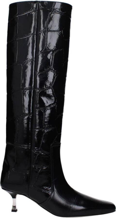 Paris Texas Zwarte leren laarzen met middelhoge hak