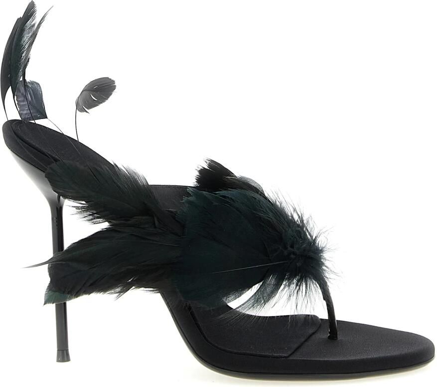 Paris Texas Lidia Feather Thong Mule