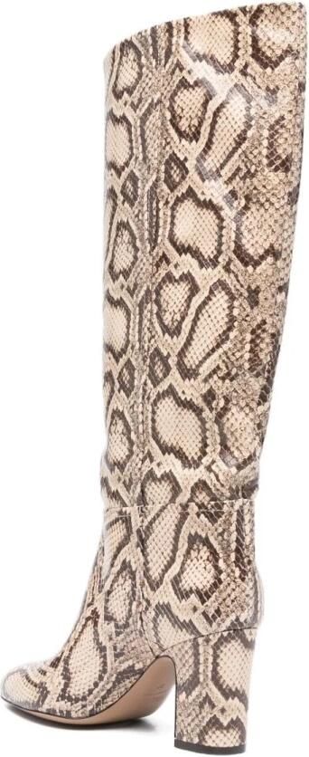 Paris Texas Python Print Kniehoge Laarzen Beige