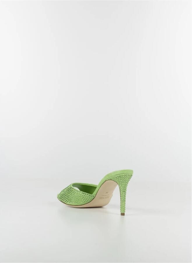 Paris Texas Groene Crystal Suede Stiletto Mules Green Dames - Foto 2