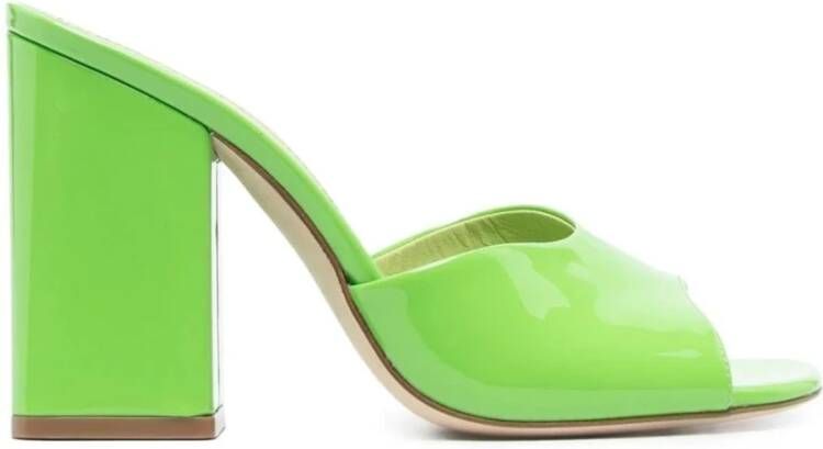 Paris Texas Holly Anja Mules in Green Leather Groen Dames