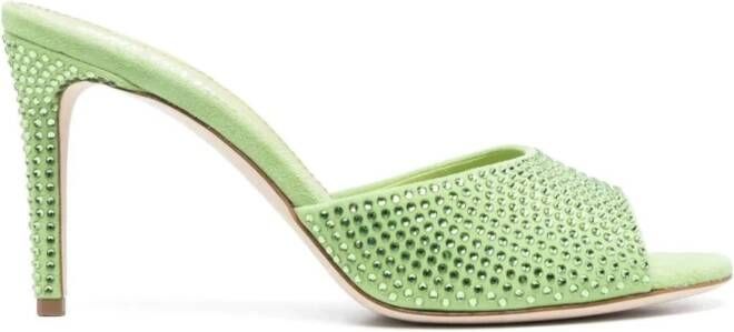 Paris Texas Groene Crystal Suede Stiletto Mules Green Dames