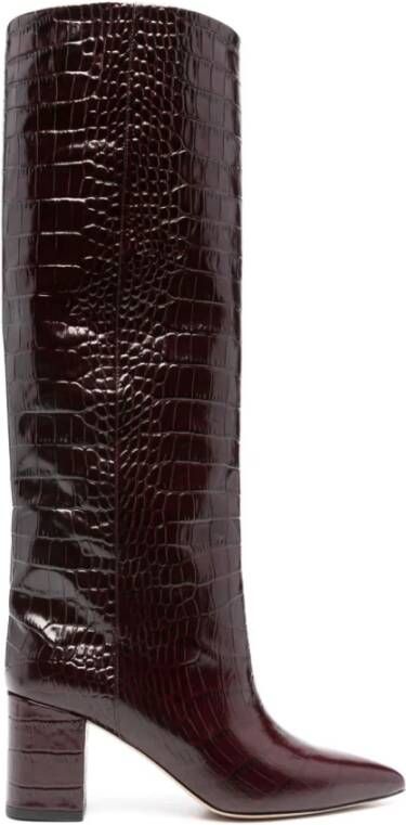 Paris Texas Rode Laarzen met Croco-Effect Leer