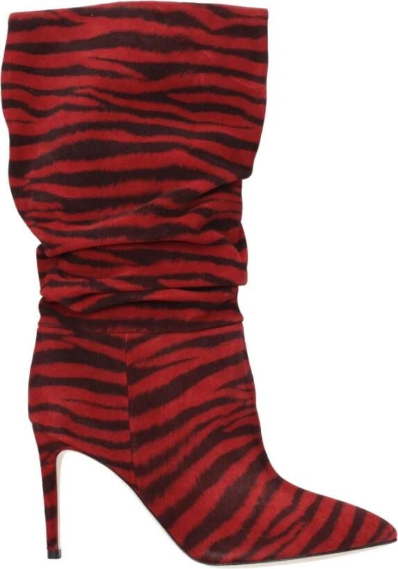 Paris Texas Rode leren enkellaarzen Zebra Print
