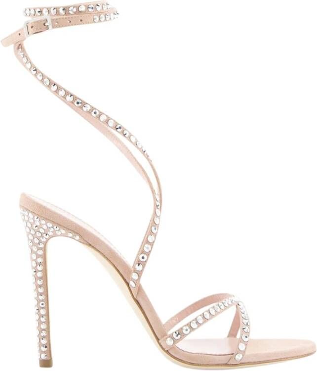 Paris Texas Roze Leren Sandalen met Kristallen