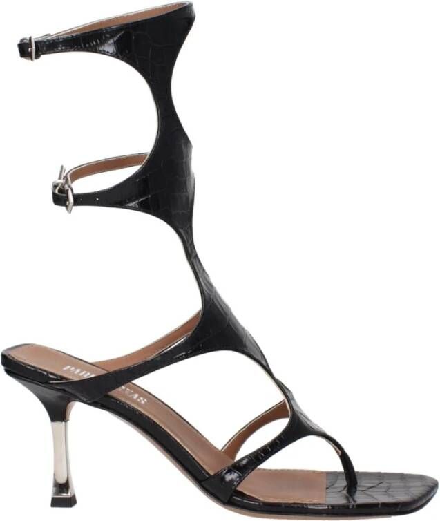 Paris Texas Zwarte Krokodil Mid Hiel Sandalen