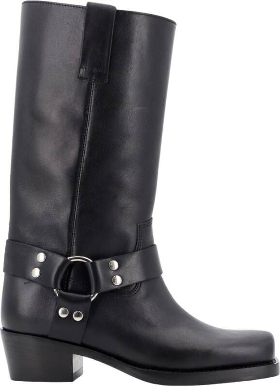 Paris Texas Zwarte Leren Enkellaarzen met Metalen Detail Black Dames