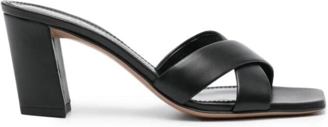 Paris Texas Zwarte Leren Gekruiste Band Muiltjes Sandalen Black Dames