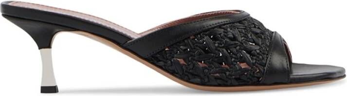 Paris Texas Zwarte sandalen met rafia en leer