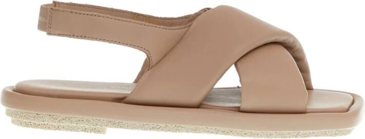 Patrizia Bonfanti Beige Leren Sandalen Zachte Kruisband Beige Dames