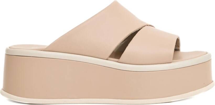Patrizia Bonfanti Beige Leren Sleehak Sandalen