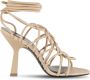 PATRIZIA PEPE Leren kooi sandalen met enkelband Beige Dames - Thumbnail 6