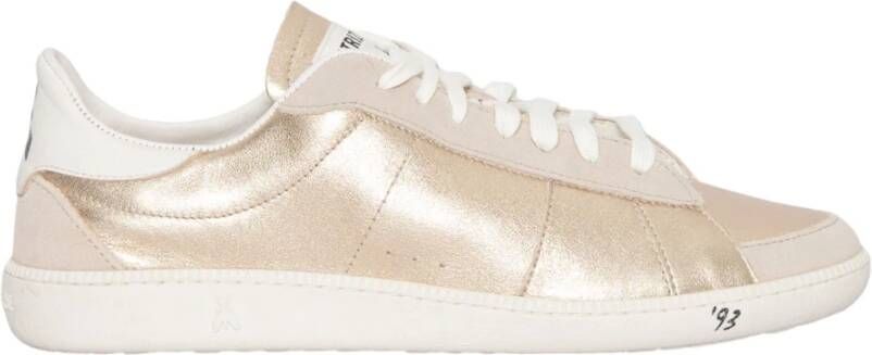 Patrizia Pepe Gelamineerde leren sneakers in ORO