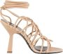 PATRIZIA PEPE Leren kooi sandalen met enkelband Beige Dames - Thumbnail 13