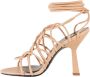 PATRIZIA PEPE Leren kooi sandalen met enkelband Beige Dames - Thumbnail 14