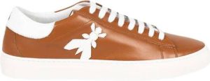 PATRIZIA PEPE Leren Sneakers met Veters en Metallic Glans Bruin Dames