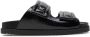 PATRIZIA PEPE Logo Leren Slippers Black Dames - Thumbnail 1