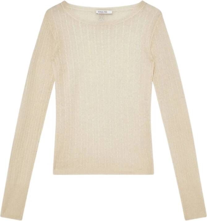 Patrizia Pepe Minimalistische Wollen Trui Boothals Jacquard