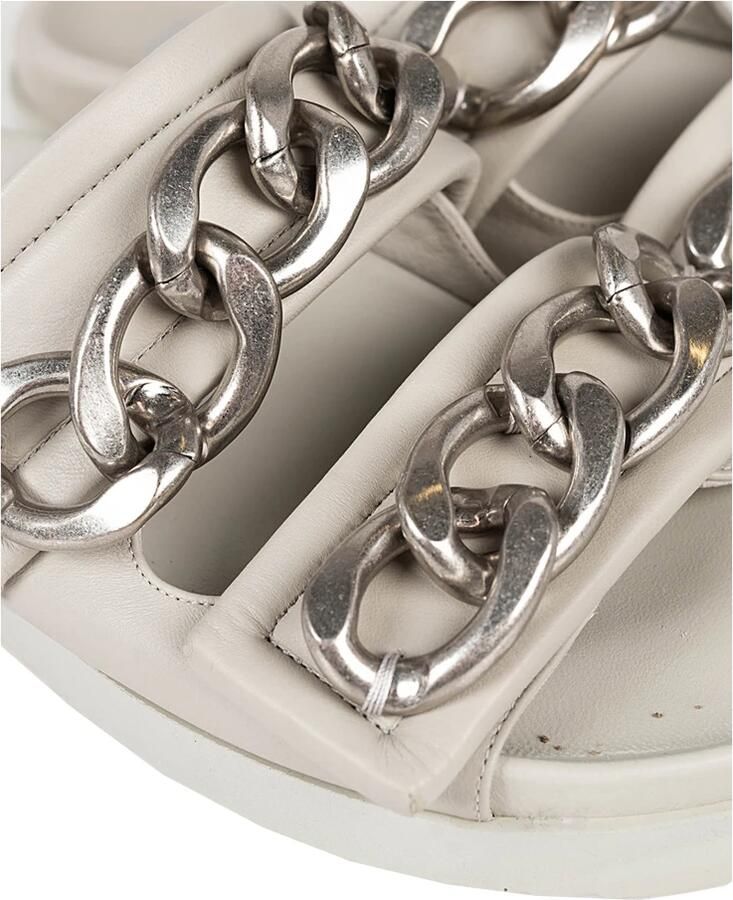 PATRIZIA PEPE Comfortabele leren sliders met kettingdetail Grijs Dames - Foto 2