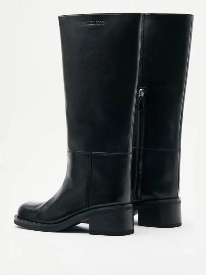 Patrizia Pepe Daily Square leren kniehoge laarzen