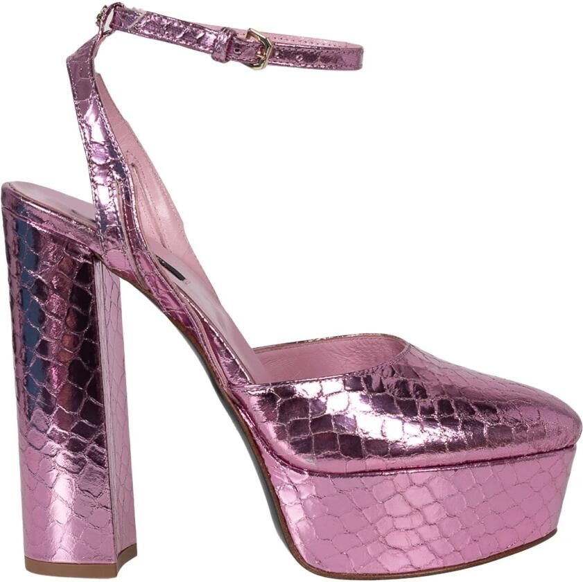 Patrizia Pepe Metallic Animal Print Sandalen