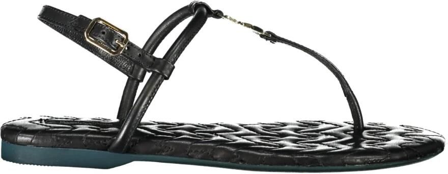 PATRIZIA PEPE Zwarte sandaal met enkelbandje en contrastdetails Black Dames