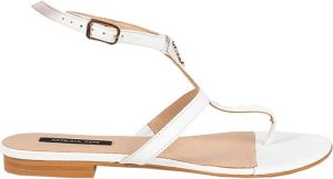 PATRIZIA PEPE Platte Leren Sandalen voor Dames Wit Dames